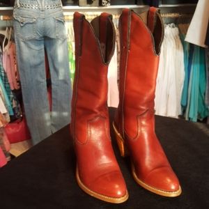 CAPEZIO ♡ Vintage Miss CAPEZIO Leather Wood Heal Oxblood Cowgirl Boots Size 5M